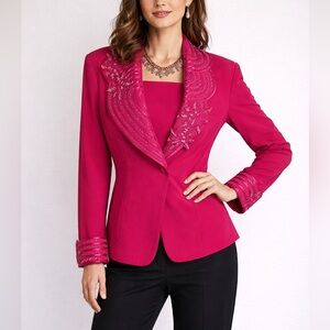 Vintage Psalm: CIV Floral Beaded Blazer Jacket Dicky Sz 16 Retro 80’s